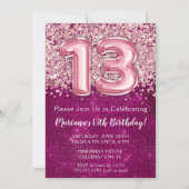 13e anniversaire Invitation Girl Magenta Parties s (Devant)