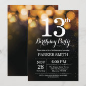 13e anniversaire Invitation Gold Parties scintilla (Devant / Derrière)