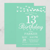 13e anniversaire Invitation Mint Green (Devant / Derrière)