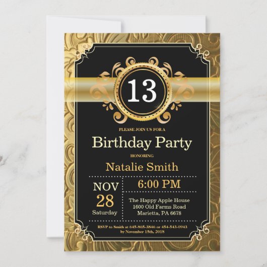 13e anniversaire Invitation Parties scintillant no (Devant)