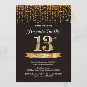 13e anniversaire Invitation Parties scintillant no