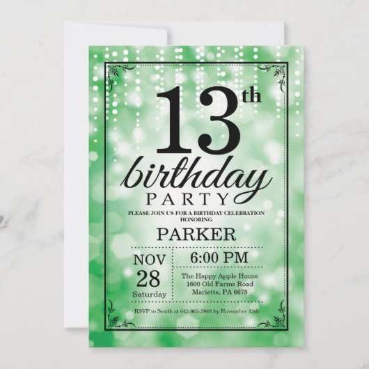 13e anniversaire Invitation Parties scintillant ve (Devant)