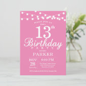13e anniversaire Invitation rose (Debout devant)