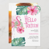 13e anniversaire Invitations Aquarelles tropicales (Devant / Derrière)