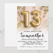 13e anniversaire Marble Gold Invitation (Devant / Derrière)