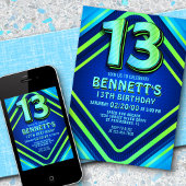 13e anniversaire Neon Invitation