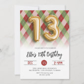 13e anniversaire Noël Gold Invitation (Devant)