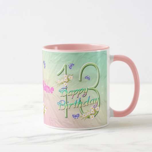 13e anniversaire papillon de jardin Mug (Droite)