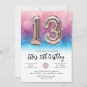 13e anniversaire Pink Blue Gradient Invitation (Devant)
