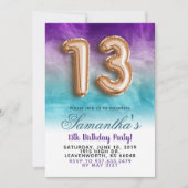 13e anniversaire Purple Blue Gradient Invitation (Devant)
