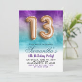 13e anniversaire Purple Blue Gradient Invitation (Debout devant)