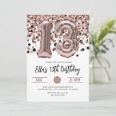 13e anniversaire Rose Gold Confetti Invitation (Debout devant)