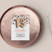 13e anniversaire Rose Gold Confetti Invitation