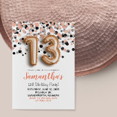 13e anniversaire Rose Gold Confetti Invitation