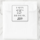 13E BIRTHDAY, Art Deco Style, aangepaste naam Vierkante Sticker (Tas)