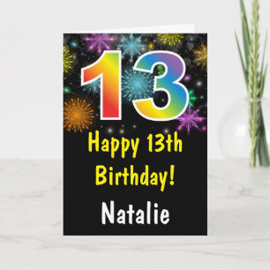 13e Birthday Colorful Rainbow-vuurwerkkaart Kaart
