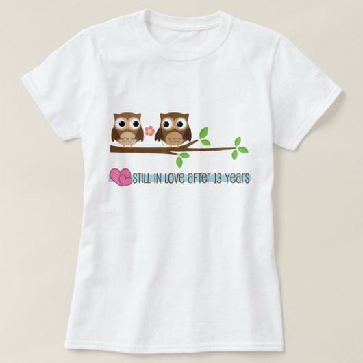 13e bruiloft Jubileum Uilen T-shirt (Design voorkant)