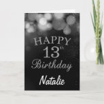13e carte de crédit<br><div class="desc">13e Birthday Black and Silver Glitter Card with personalized name For further customization,  please click the "Customize it" button and use our design tool to modify this template.</div>