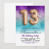 13e dag Paarse blauwe gradiëntuitnodiging Kaart (Voorkant / Achterkant)