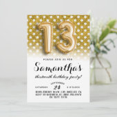 13e dag van de dag Polkadot Glitter uitnodiging (Staand voorkant)