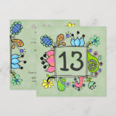 13e Doodles Invitation à la fête d'anniversaire co (Devant / Derrière)