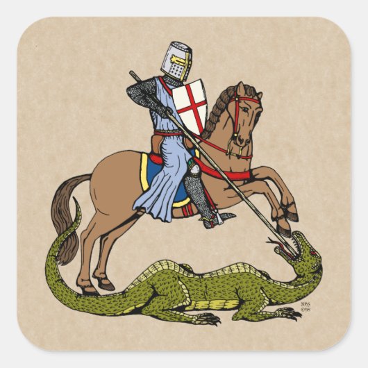 13e eeuw Saint George en de Draak Vierkante Sticker (Voorkant)