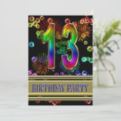 13e fête d'anniversaire Invitation avec bulles (Debout devant)