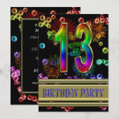 13e fête d'anniversaire Invitation avec bulles (Devant / Derrière)