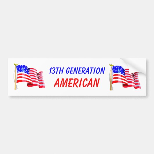 13e generatie Amerikaans Bumpersticker (Voorkant)