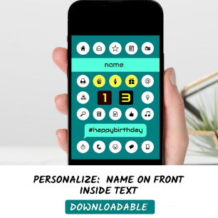 13e hashtag computing verjaardag add name kaart