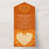 13e huwelijksverjaardag citrien oranje all in one uitnodiging (Binnen)