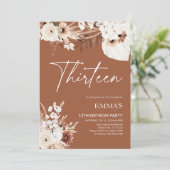 13E Invitation Anniversaire Terracotta Boho Pampas (Debout devant)