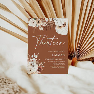 13E Invitation Anniversaire Terracotta Boho Pampas