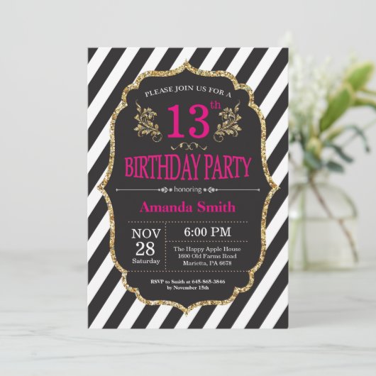 13e Invitation d'anniversaire. Parties scintillant (Debout devant)