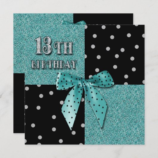 13E JEUNE FÊTE TURQUOISE DE NAISSANCE INVITATIONS (Devant / Derrière)