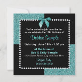 13E JEUNE FÊTE TURQUOISE DE NAISSANCE INVITATIONS (Dos)