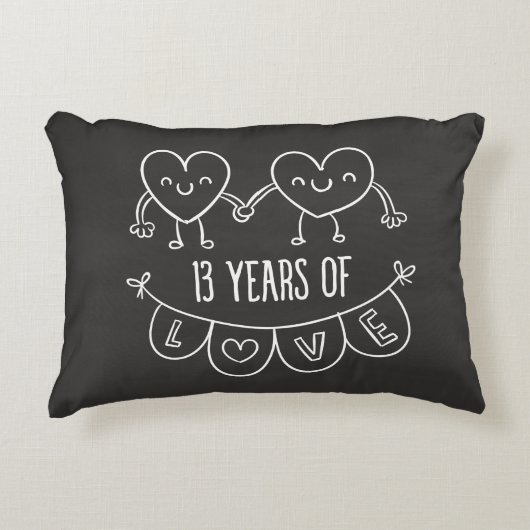 13e Jubileum - Gift Chalk Hearts Decoratief Kussen (Voorkant)