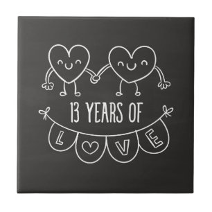13e Jubileum - Gift Chalk Hearts Tegeltje