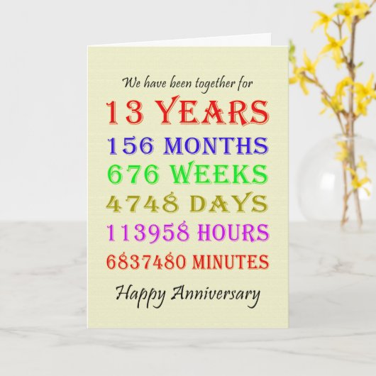 13e Jubileum-mijlpalenkaart Kaart (Gele Bloem)