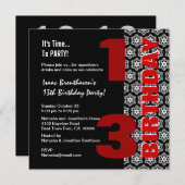 13e Tiener Verjaardag Modern Zwart Wit Sterren G40 Kaart (Voorkant / Achterkant)