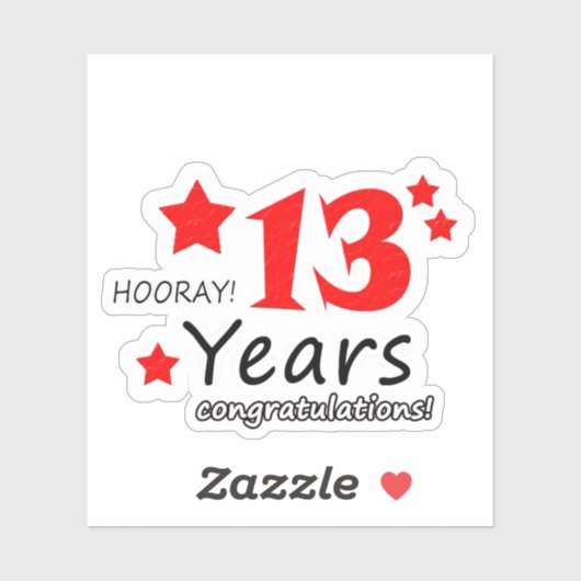 13e trouwdag - 13 jaar Verjaardag Sticker (Vel)