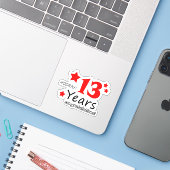 13e trouwdag - 13 jaar Verjaardag Sticker (Laptop met iPhone)