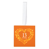 13e trouwdag hart twee foto citrine kubus ornament (Voorkant)