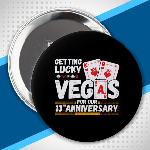 13e trouwdag - Koppel Las Vegas reis Ronde Button 4,0 Cm