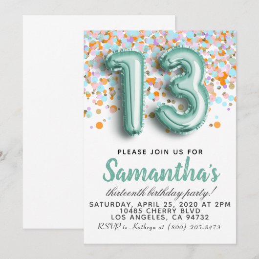 13e uitnodiging (Voorkant / Achterkant)