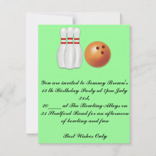 13e uitnodiging van de Birthday Bowling Party