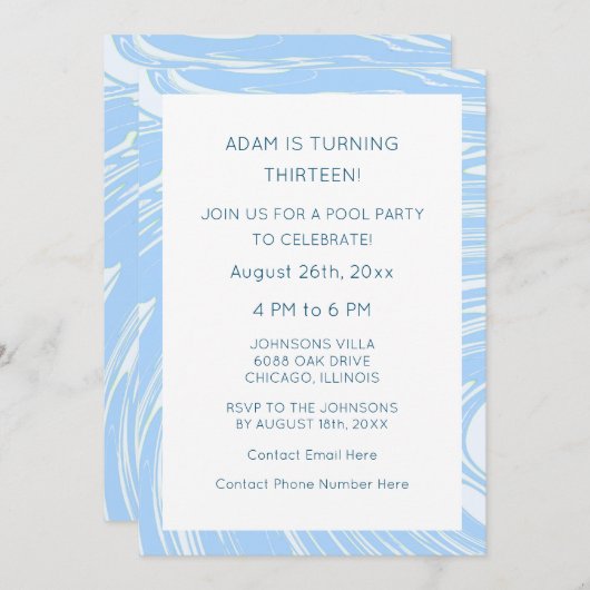 13e verjaardag Aangepaste blauwe golven in 2023 Ab Kaart (Voorkant / Achterkant)