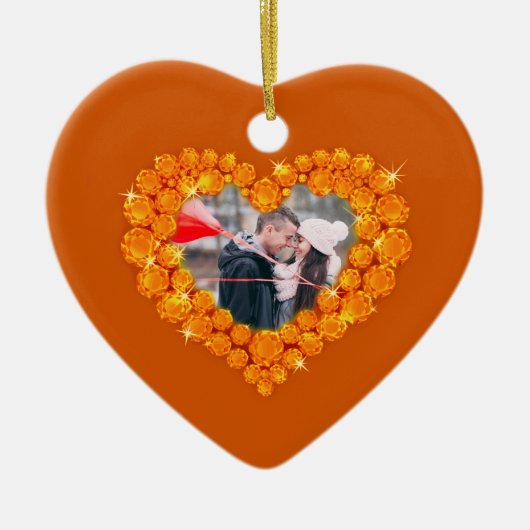 13e verjaardag aangepaste foto hartcitrine keramisch ornament (Voorkant)