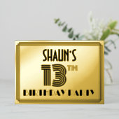 13e verjaardag — Art Deco Style "13" en naam Folie Uitnodiging (Staand Voorkant)