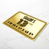13e verjaardag — Art Deco Style "13" en naam Folie Uitnodiging (Gedraaid)